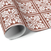 Koper Red Acorn en Leaf Tile Design Cadeaupapier (Rol Hoek)