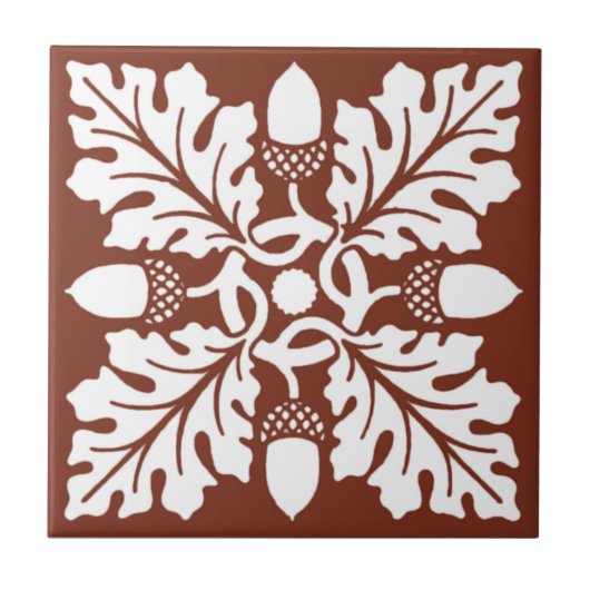 Koper Red Acorn en Leaf Tile Design Tegeltje (Voorkant)