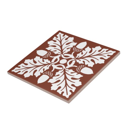 Koper Red Acorn en Leaf Tile Design Tegeltje (Zijkant)