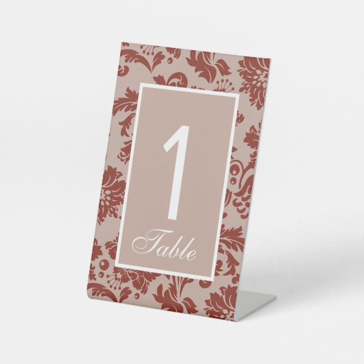 Koper roest damast bruiloft gewoonte reclamebord met voetstuk (Voorkant)