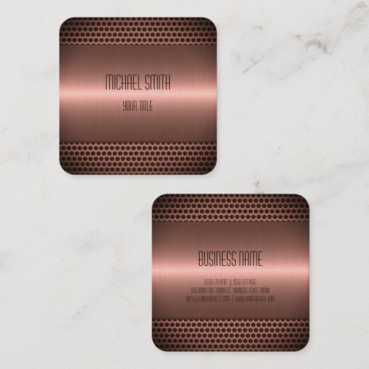 Koper Roestvrij staal Metaalkijk Vierkante Visitekaartje (Voorkant / Achterkant)