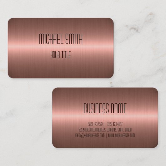 Koper Roestvrij staal Metaalkijk Visitekaartje (Voorkant / Achterkant)