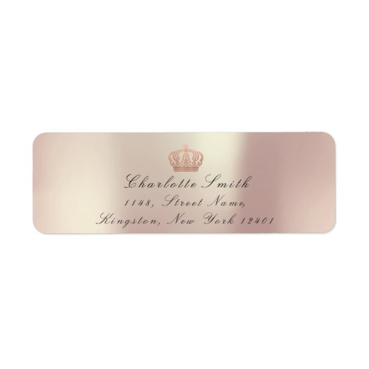 Koper Roos Glitter RSVP Crown Princess Bridal Etiket (Voorkant)