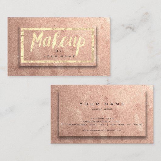 Koper Roos Gold Blush Beauty Makeup Artist Cement Visitekaartje (Voorkant / Achterkant)