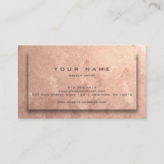 Koper Roos Gold Blush Beauty Makeup Artist Cement Visitekaartje (Achterkant)
