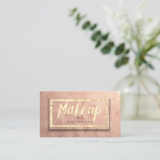 Koper Roos Gold Blush Beauty Makeup Artist Cement Visitekaartje (Staand voorkant)