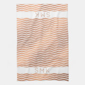 Koper Roos Gold Folie Chevron Wit Monogram Theedoek (Verticaal)