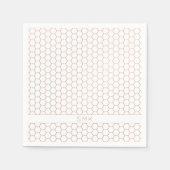Koper Roos Gold Folie Hexagon Monogram Servet (Voorkant)