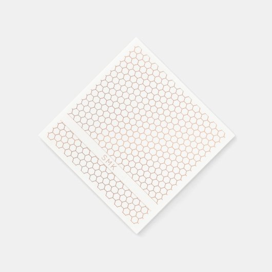 Koper Roos Gold Folie Hexagon Monogram Servet (Hoek)