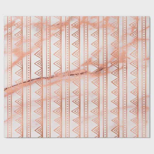 Koper Roos Gold Marble Tribal Stripes White Line Cadeaupapier (Vlak)