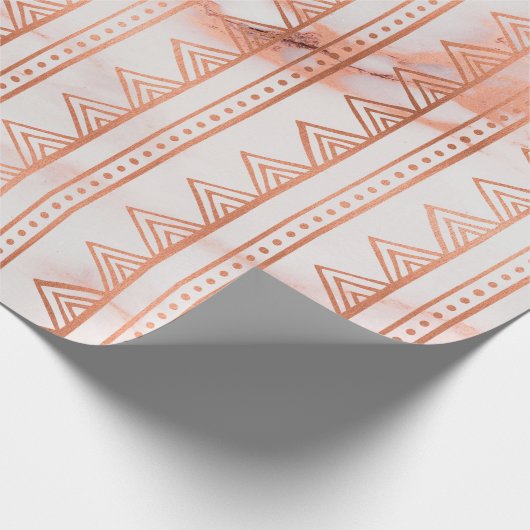 Koper Roos Gold Marble Tribal Stripes White Line Cadeaupapier (Hoek)