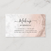 Koper roos goud glitter lippen marmer make-up kuns afsprakenkaartje (Achterkant)