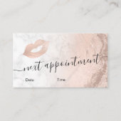 Koper roos goud glitter lippen marmer make-up kuns afsprakenkaartje (Voorkant)