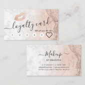 Koper roos goud glitter lippen marmer make-up kuns klantenkaartje (Voorkant / Achterkant)