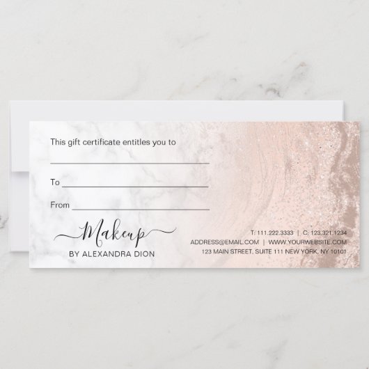 Koper roos goud glitter marmer make-up kunstenaar