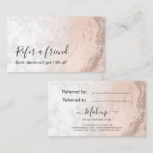 Koper roos goud glitter marmer make-up kunstenaar aanbevelingskaartje (Voorkant / Achterkant)