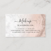 Koper roos goud glitter marmer make-up kunstenaar klantenkaartje (Achterkant)