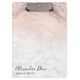 Koper roos goud glitter marmer make-up kunstenaar klembord