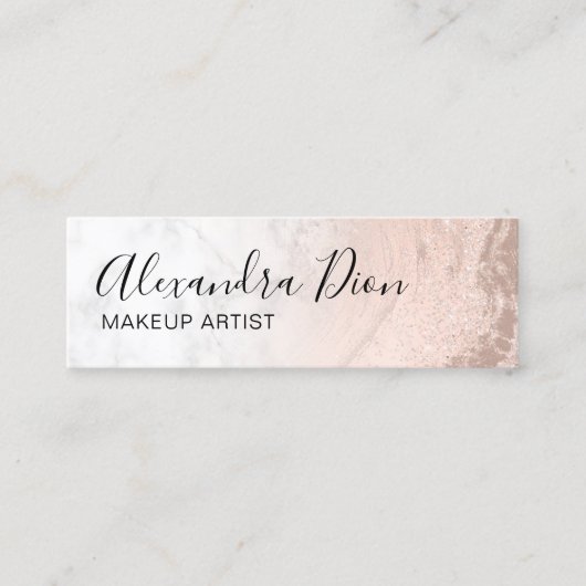 Koper roos goud glitter marmer make-up kunstenaar mini visitekaartje (Voorkant)