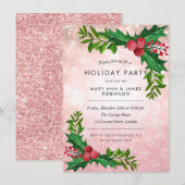 Koper Roos Goud Glitter Vakantie Party Kaart (Voorkant / Achterkant)