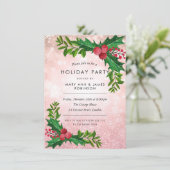 Koper Roos Goud Glitter Vakantie Party Kaart (Staand voorkant)