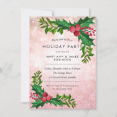 Koper Roos Goud Glitter Vakantie Party Kaart (Voorkant)