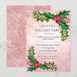 Koper Roos Goud Glitter Vakantie Party Kaart