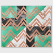 Koper Roos Goud Marmer Carrara Chevron Zwart Munt Cadeaupapier (Vlak)