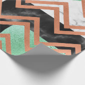 Koper Roos Goud Marmer Carrara Chevron Zwart Munt Cadeaupapier (Hoek)