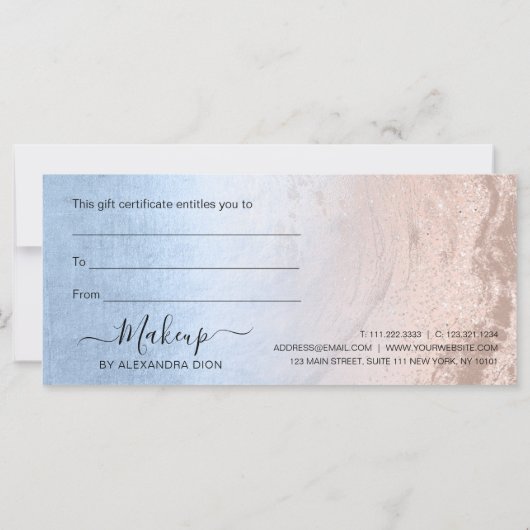 Koper roos goudglitter en blauw make-upartiest (Achterkant)