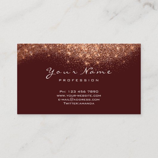 Koper Roos Maroon Glitter Makeup Artist Lashes Visitekaartje (Achterkant)