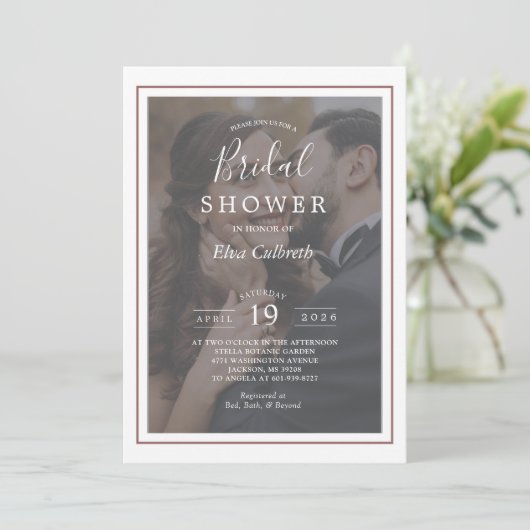 Koper Roos Modern Elegant Photo Vrijgezellenfeest Kaart (Staand voorkant)