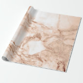Koper Roos Witte koraal Blush Carrara Marble Stone Cadeaupapier (Uitgerold)
