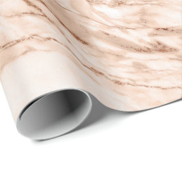 Koper Roos Witte koraal Blush Carrara Marble Stone Cadeaupapier