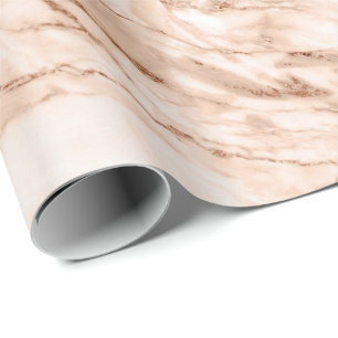 Koper Roos Witte koraal Blush Carrara Marble Stone Cadeaupapier