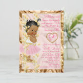 Koper Roze & Gold Baby Girl Baby shower Kaart (Staand voorkant)