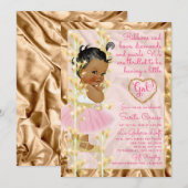 Koper Roze & Gold Baby Girl Baby shower Kaart (Voorkant / Achterkant)