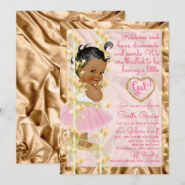 Koper Roze & Gold Baby Girl Baby shower Kaart