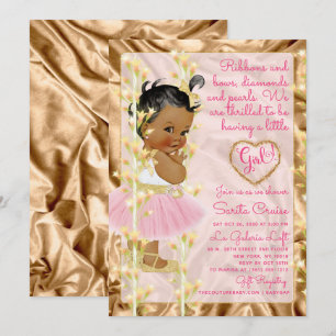 Koper Roze & Gold Baby Girl Baby shower Kaart