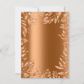 Koper Roze Goud Glitter Bladeren Bloem Motief Glam Kaart (Achterkant)