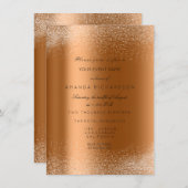 Koper Roze Goud Glitter Bladeren Zand Frame Glam Kaart (Voorkant / Achterkant)