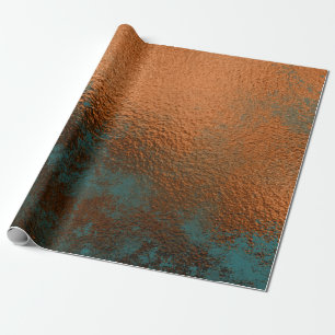 Koper Rust Blauwgroen Patina Metallic Honey Abstra Cadeaupapier