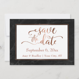 Koper Schrift & Zwarte Marmeren Huwelijks 'Save th Save The Date