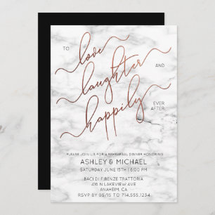Koper Script Marble Black Rehearsal Dinner nodigt  Kaart