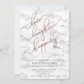 Koper Script Marmeren Zwart Repetitie Diner Uitnod Kaart (Voorkant)