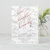 Koper Script Marmeren Zwart Repetitie Diner Uitnod Kaart (Staand voorkant)