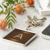 Koper Shimmer en Sparkle met monogram Sleutelhanger (Zijkant)