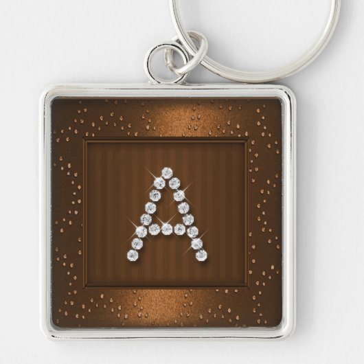 Koper Shimmer en Sparkle met monogram Sleutelhanger (Voorkant)