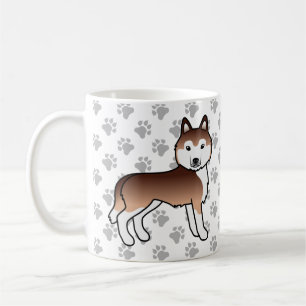 Koper Siberian Husky Cartoon Dog & Paws Koffiemok