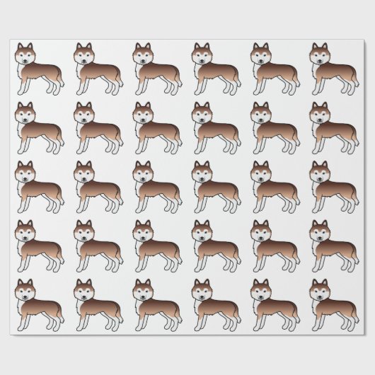 Koper Siberian Husky Cute Dog Pattern Cadeaupapier (Vlak)